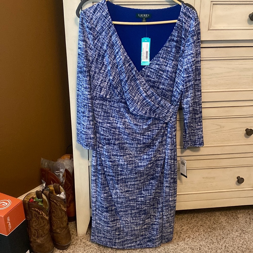Blue and white dress